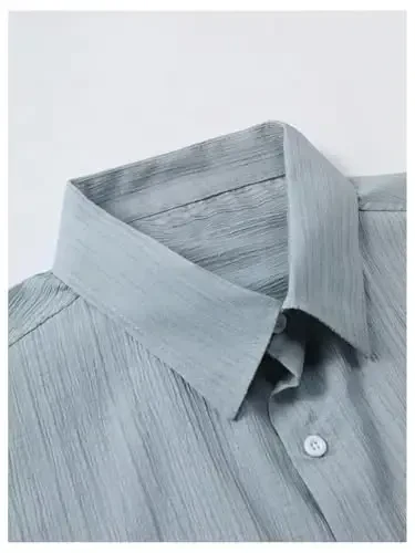 GORGLITTER Men's 2 Piece Outfits Short Sleeve Pocket Button Down Shirt and Drawstring Shorts Set - 4