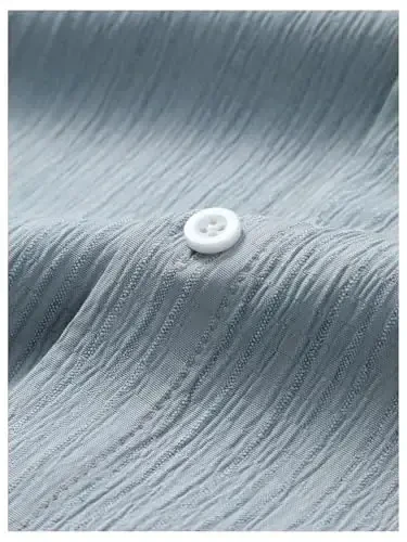 GORGLITTER Men's 2 Piece Outfits Short Sleeve Pocket Button Down Shirt and Drawstring Shorts Set - 5