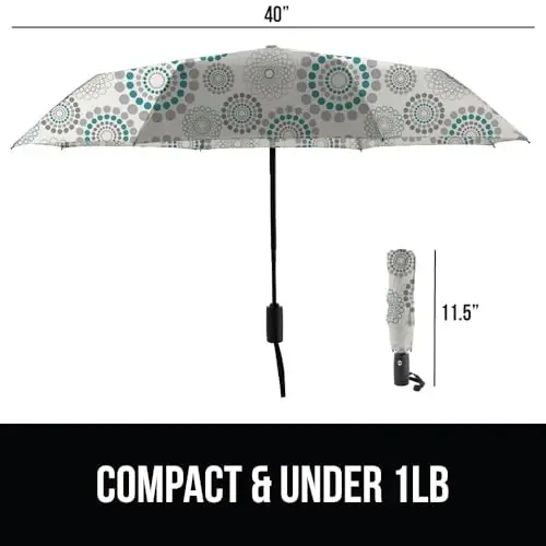 GORILLA GRIP Strong Windproof Stick Compact Umbrella for Rain, One-Click Automatic Open and Close, Durable Quick Dry Waterproof Material, Lightweight and Portable, Travel Size Fits Backpack, Spiral - 2