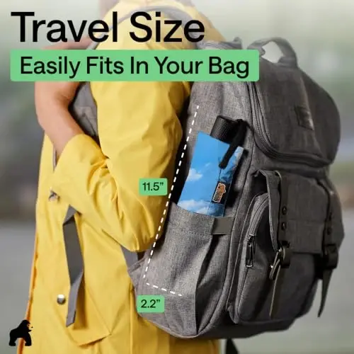 GORILLA GRIP Compact Travel Size Umbrella for Rain, Sleek Design Fits Backpack, Purse and Carry On, Lightweight Under 1lb, One Click Open and Close, Wind Resistant, Durable Waterproof, Sky Blue - 4