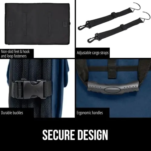 GORILLA GRIP Katta hajmli mustahkam yukxona saqlash tashkilotchisi, sirpanish va suvga chidamli yig'ma tashkilot konteyneri avtomobil sedan yoki SUV uchun, ko'p bo'linmali quti avtomobil aksessuarlari, ko'k - 5