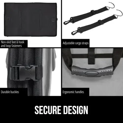 GORILLA GRIP Katta hajmli mustahkam yukxona tashkilotchisi, sirpanish va suvga chidamli yig‘ma tashkilot konteyneri avtomobil sedan yoki SUV uchun, ko‘p bo‘linmali quti avtomobil aksessuarlari, kulrang - 5