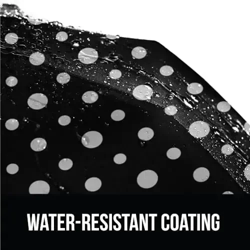 GORILLA GRIP Strong Windproof Stick Compact Umbrella for Rain, One-Click Automatic Open and Close, Durable Quick Dry Waterproof Material, Lightweight and Portable, Travel Size Fits Backpack Polka Dots - 6