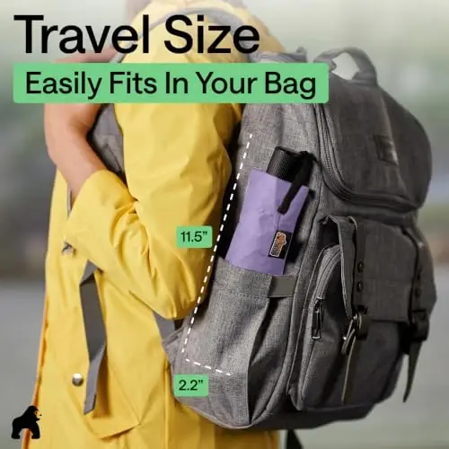 GORILLA GRIP Strong Windproof Stick Compact Umbrella for Rain, One-Click Automatic Open and Close, Durable Quick Dry Waterproof Material, Lightweight and Portable, Travel Size Fits Backpack, Purple - 4