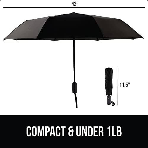 Gorilla Grip Windproof Compact Stick Umbrella for Rain, One-Click Automatic Open and Close, Strong Reinforced Fiberglass Ribs, Easily Collapsible, Lightweight Portable Umbrellas for Travel - 5