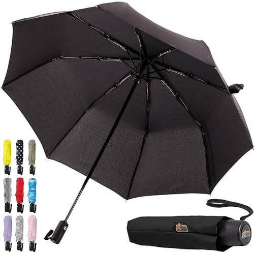 Gorilla Grip Windproof Compact Stick Umbrella for Rain, One-Click Automatic Open and Close, Strong Reinforced Fiberglass Ribs, Easily Collapsible, Lightweight Portable Umbrellas for Travel - 6