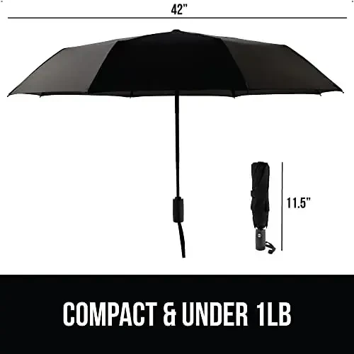 Gorilla Grip Windproof Compact Stick Umbrella for Rain, One-Click Automatic Open and Close, Strong Reinforced Fiberglass Ribs, Easily Collapsible, Lightweight Portable Umbrellas for Travel - 1
