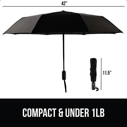 Gorilla Grip Windproof Compact Stick Umbrella for Rain, One-Click Automatic Open and Close, Strong Reinforced Fiberglass Ribs, Easily Collapsible, Lightweight Portable Umbrellas for Travel - 1