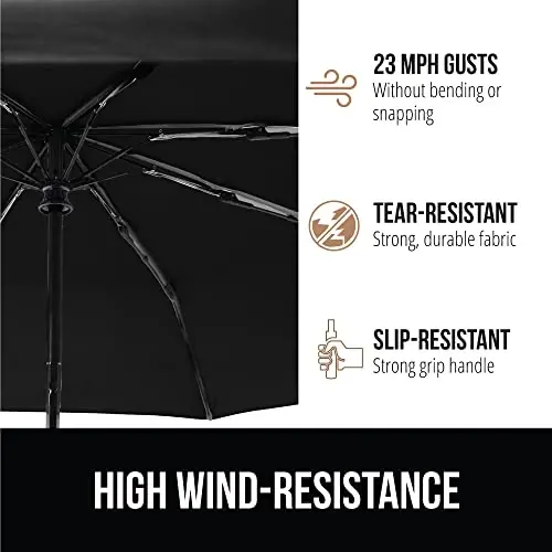GORILLA GRIP Strong Windproof Stick Compact Umbrella for Rain, 2 PK, One-Click Automatic Open Close, Durable Quick Dry Waterproof Material, Lightweight, Travel Size Fits Backpack, Black Hunter Green - 4