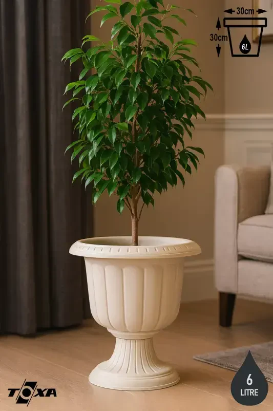 Горшок для цветов с ножкой Нарцисс, сломанный белый пластиковый - 8