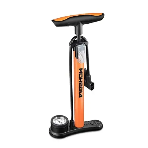 MOHEGIA Bike Floor Pump with Gauge: Air Bicycle Pump with High Pressure 160 PSI,Fits Schrader and Presta Valve -Inflator with Ball Pump Needles for MTB Road Bike, Ball, Balloon, Inflatables - 1