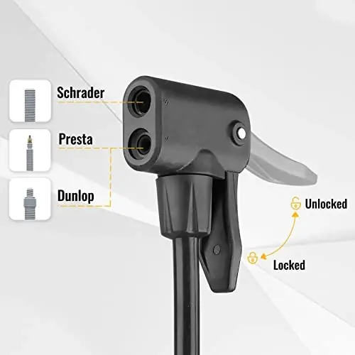 MOHEGIA Bike Floor Pump with Gauge: Air Bicycle Pump with High Pressure 160 PSI,Fits Schrader and Presta Valve -Inflator with Ball Pump Needles for MTB Road Bike, Ball, Balloon, Inflatables - 4