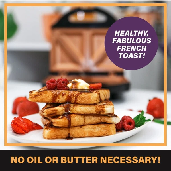 Gotham Steel Electric Sandwich Maker 2 Slice Panini Press Dual Indoor Grilled Cheese French Toast Waffle Nonstick Ceramic - 3