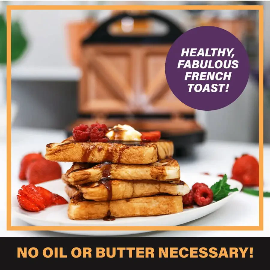 Gotham Steel Electric Sandwich Maker 2 Slice Panini Press Dual Indoor Grilled Cheese French Toast Waffle Nonstick Ceramic - 3