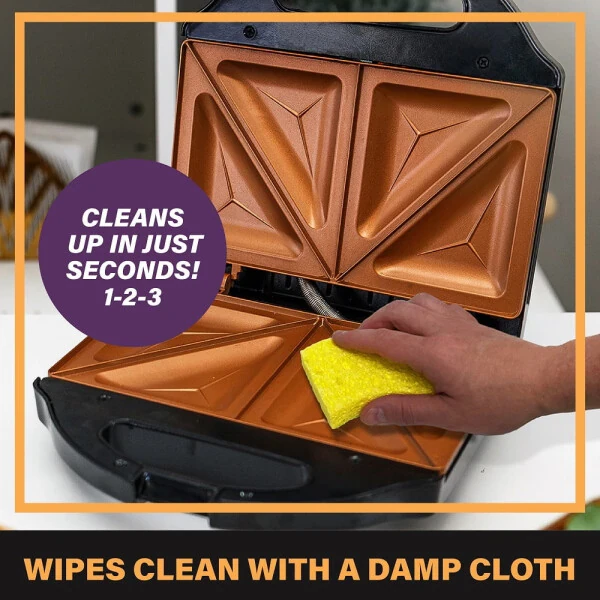 Gotham Steel Electric Sandwich Maker 2 Slice Panini Press Dual Indoor Grilled Cheese French Toast Waffle Nonstick Ceramic - 6