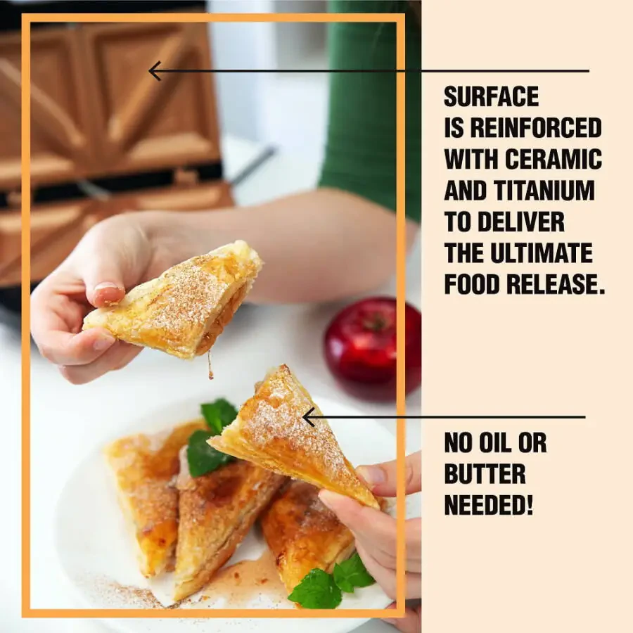 Gotham Steel Electric Sandwich Maker 2 Slice Panini Press Dual Indoor Grilled Cheese French Toast Waffle Nonstick Ceramic - 7