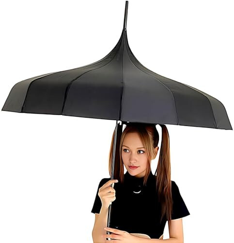 Gothic Black Pagoda Umbrella - Perfect For Rain Or Shine, Ideal For Vampires, Gothic Enthusiasts, And Lovers Of Unique Style - 1