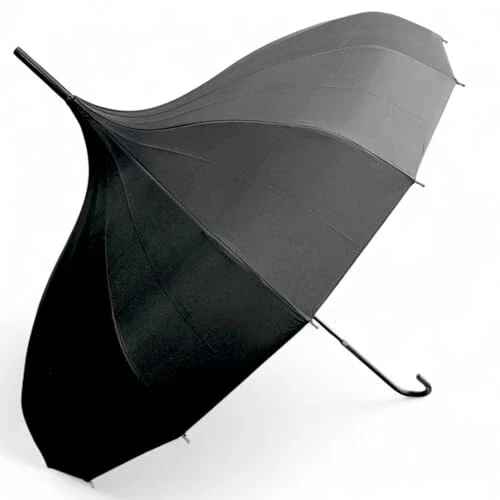Gothic Black Pagoda Umbrella - Perfect For Rain Or Shine, Ideal For Vampires, Gothic Enthusiasts, And Lovers Of Unique Style - Gothika