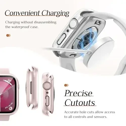 Goton 2 dona Apple Watch ekran himoyachisi gʻilofi 40 mm Series 6/5/4, SE 3/2/1, iWatch 40 mm uchun suv oʻtkazmaydigan kompyuter bamperi, 360° toʻliq qoplama, zarbga chidamli tirnalishga chidamli, oʻrnatish oson - 6