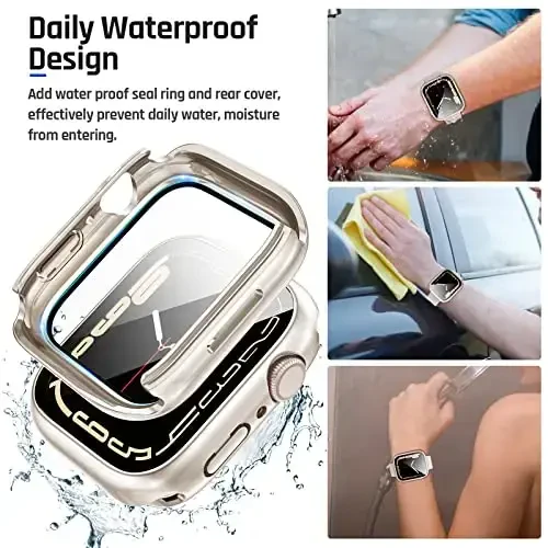 Goton 2 in 1 Apple Watch Screen Protector Series 6/5/4, SE 3/2/1 40mm uchun suv o'tkazmaydigan g'ilof, 360 Himoya oynali yuz qopqog'i qattiq bamper + iWatch aksessuarlari uchun orqa ramka 40 mm - 10