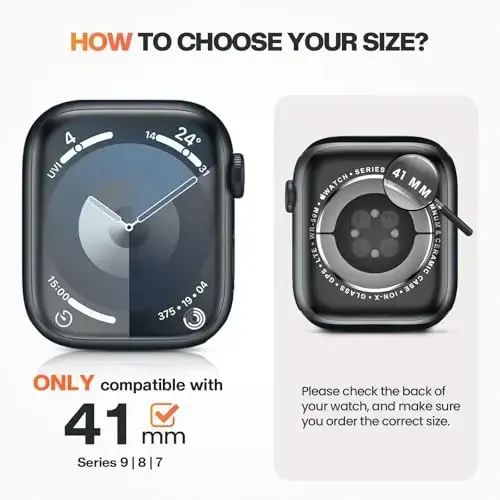 Goton 2 in 1 Apple Watch Series 9 8 7 ekran himoyachisi 41mm uchun suv o'tkazmaydigan g'ilof, 360 himoya oynali yuz qopqog'i qattiq kompyuter bamperi + iWatch aksessuarlari uchun orqa ramka 41 mm - 2