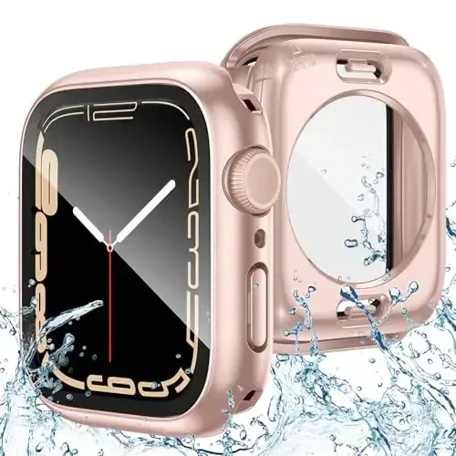 Goton 2 in 1 Apple Watch uchun suv o‘tkazmaydigan g‘ilof Ekran himoyachisi Series 6/5/4, SE 3/2/1 40mm, 360 Himoya oynali yuz qopqog‘i Qattiq bamper + iWatch aksessuarlari uchun orqa ramka 40 mm 