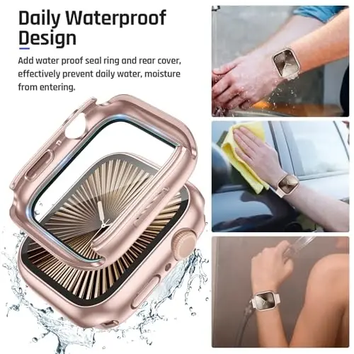 Goton 2 in 1 Suv o'tkazmaydigan g'ilof Apple Watch Series 11/10 ekran himoyachisi 42mm uchun mos, 360 himoya oynali yuz qopqog'i qattiq kompyuter bamperi + iWatch aksessuarlari uchun orqa ramka 42 mm - 2