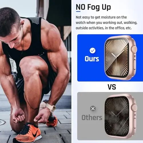 Goton 2 in 1 Suv o'tkazmaydigan g'ilof Apple Watch Series 11/10 ekran himoyachisi 42mm uchun mos, 360 himoya oynali yuz qopqog'i qattiq kompyuter bamperi + iWatch aksessuarlari uchun orqa ramka 42 mm - 3