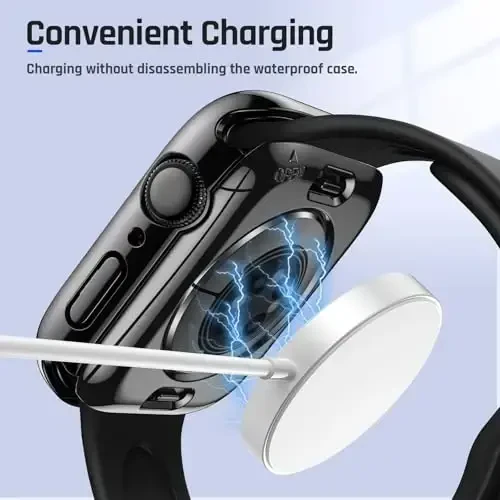 Goton 2 in 1 suv oʻtkazmaydigan gʻilof Apple Watch Series 11/10 ekran himoyachisi 46 mm, 360 himoya oynali yuz qopqogʻi qattiq kompyuter bamperi + iWatch aksessuarlari uchun orqa ramka 46 mm - 5