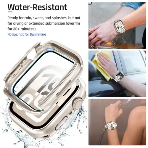 Goton 2 in 1 suv o'tkazmaydigan g'ilof Apple Watch Series 11/10 ekran himoyachisi 46mm, 360 himoya oynali yuz qopqog'i qattiq PC bamper + iWatch aksessuarlari uchun orqa ramka 46 mm - 3