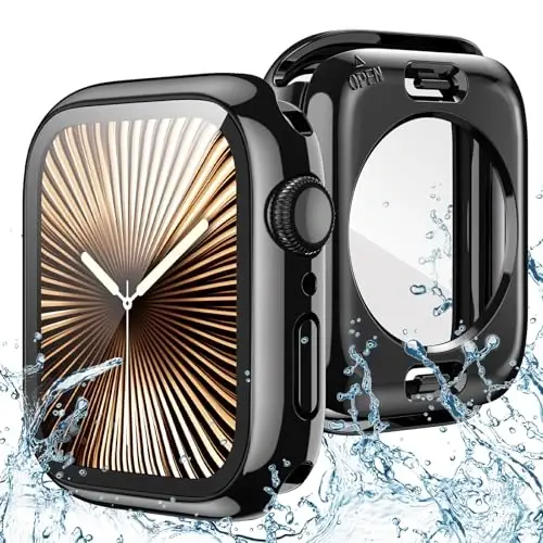 Goton 2 in 1 Waterproof Case Apple Watch Series 11/10 Screen Protector 42mm uchun mos, 360 himoya oynali yuz qopqog'i Qattiq kompyuter bamperi + iWatch Accessories 42 mm uchun orqa ramka 