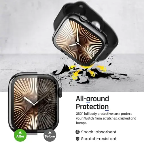 Goton 2 in 1 Waterproof Case Apple Watch Series 11/10 Screen Protector 42mm uchun mos, 360 himoya oynali yuz qopqog'i Qattiq kompyuter bamperi + iWatch Accessories 42 mm uchun orqa ramka 