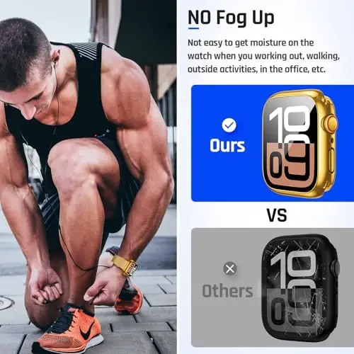 Goton 2 in 1 Waterproof Case Compatible for Apple Watch Series 11/10 Screen Protector 42mm, 360 Protective Glass Face Cover Hard PC Bumper + Back Frame for iWatch Accessories 42 mm - 4