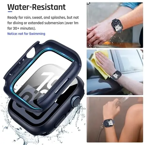 Goton 2 in 1 Waterproof Case Compatible for Apple Watch Series 11/10 Screen Protector 46mm, 360 Protective Glass Face Cover Hard PC Bumper + Back Frame for iWatch Accessories 46 mm - 3