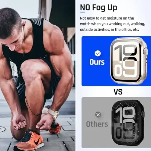 Goton 2 in 1 Waterproof Case Compatible for Apple Watch Series 11/10 Screen Protector 46mm, 360 Protective Glass Face Cover Hard PC Bumper + Back Frame for iWatch Accessories 46 mm - 4