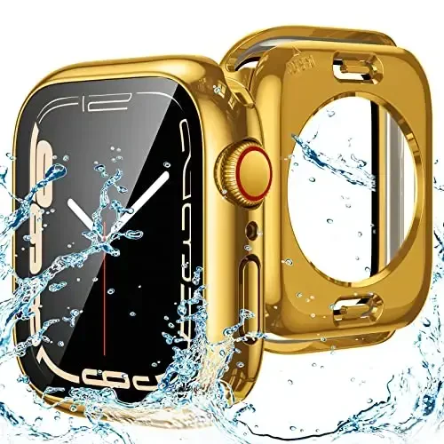 Goton 2 in 1 Waterproof Case for Apple Watch Screen Protector Series 6/5/4, SE 3/2/1 40mm, 360 Protective Glass Face Cover Hard Bumper + Back Frame for iWatch Accessories 40 mm 