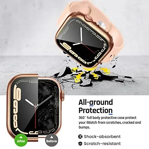 Goton 2 in 1 Waterproof Case for Apple Watch Screen Protector Series 6/5/4, SE 3/2/1 40mm, 360 Protective Glass Face Cover Hard Bumper + Back Frame for iWatch Accessories 40 mm - 9