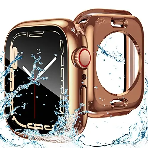 Goton 2 in 1 Waterproof Case for Apple Watch Screen Protector Series 6/5/4, SE 3/2/1 40mm, 360 Protective Glass Face Cover Hard Bumper + Back Frame for iWatch Accessories 40 mm - GOTON