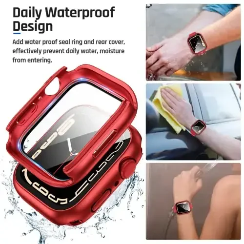 Goton 2 in 1 Waterproof Case for Apple Watch Screen Protector Series 6/5/4, SE 3/2/1 40mm, 360 Protective Glass Face Cover Hard Bumper + Back Frame for iWatch Accessories 40 mm - 3