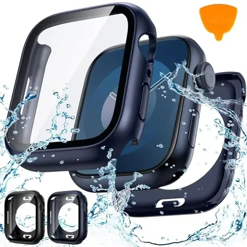 Goton 2-Pack Apple Watch Screen Protector Case 41mm Series 9/8/7, iWatch 41 mm uchun suv o'tkazmaydigan PC Bumper, закалённое shisha bilan, 360° to'liq qoplama, zarbaga chidamli tirnalishga chidamli, oson o'rnatiladi - MODAZONE