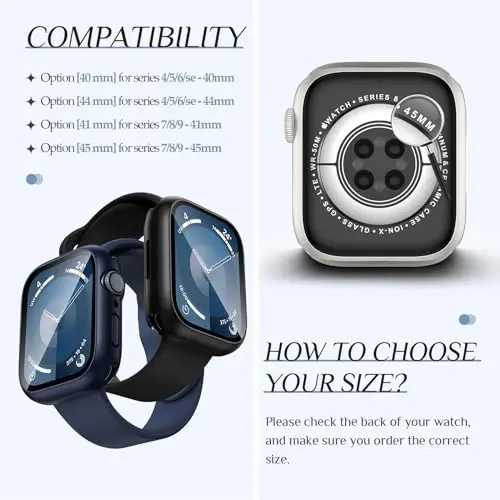 Goton 2-Pack Apple Watch Screen Protector Case 41mm Series 9/8/7, iWatch 41 mm uchun suv o'tkazmaydigan PC Bumper, закалённое shisha bilan, 360° to'liq qoplama, zarbaga chidamli tirnalishga chidamli, oson o'rnatiladi - 2