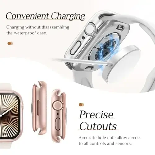 Goton 2 Pack Apple Watch Series 10 uchun suv o'tkazmaydigan g'ilof 46 mm ekran himoyachisi, закалённое стекло, qattiq kompyuter zarbga chidamli qopqoq orqa bamperi iWatch 10 (2024) uchun - 6