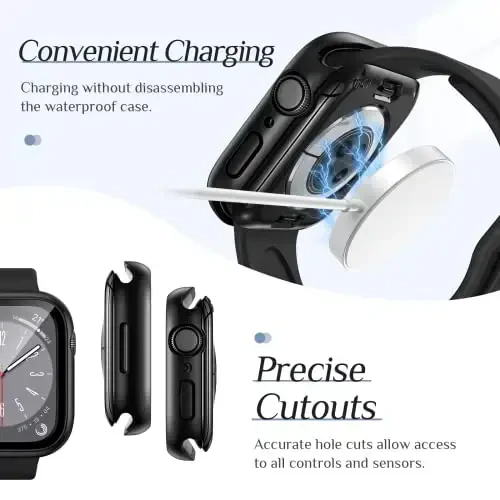 Goton 2 Pack Apple Watch Series 6 5 4 SE 2-avlod ekran himoyachisi 40 mm uchun suv o'tkazmaydigan qutisi, Temperlangan shisha qattiq kompyuter zarbaga chidamli qopqoq orqa bamperi iWatch uchun - 6