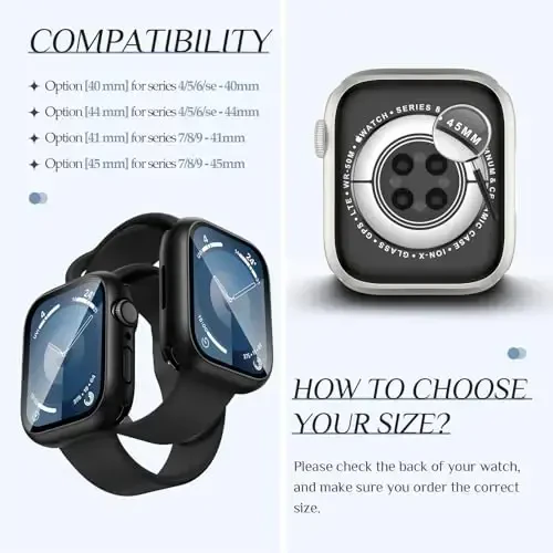 Goton 2 Pack Apple Watch Series 9 8 7 ekran himoyachisi uchun suv o'tkazmaydigan g'ilof 41 mm, закалённое стекло qattiq kompyuter зарбага qarshi qopqoq orqa bamperi iWatch uchun - Goton (1)