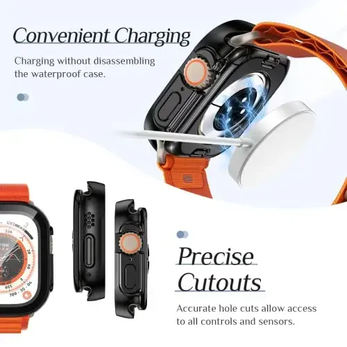 Goton 2 Pack Apple Watch Ultra 2 - Ultra1 uchun suv o'tkazmaydigan g'ilof 49 mm ekran himoyachisi, закалённое стекло qattiq kompyuter зарбага чидамли arka bamper iWatch uchun - 6