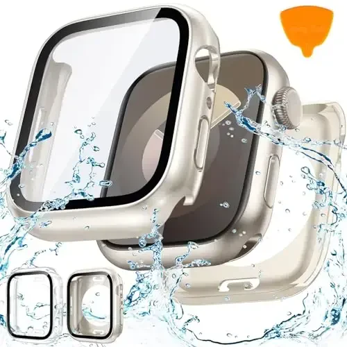 Goton 2-Pack for Apple Watch Screen Protector Case 40mm Series 6/5/4, SE 3/2/1, Waterproof PC Bumper with Tempered Glass for iWatch 40 mm, 360° Full Cover, Shockproof Scratch-Resistant, Easy Install 