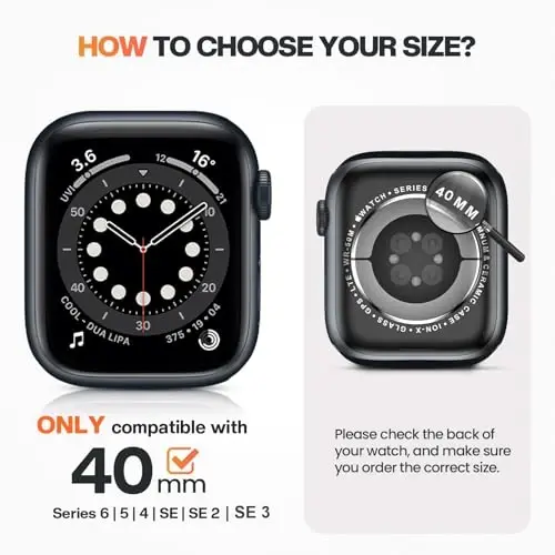 Goton 2 Pack Waterproof Case for Apple Watch Series 6 5 4 SE 2nd Generation Screen Protector 40mm, Tempered Glass Hard PC Shockproof Cover Back Bumper for iWatch 
