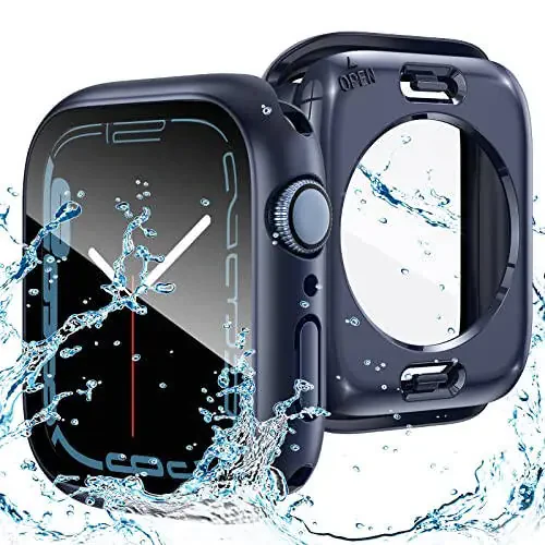 Goton 2 ta 1 da Su o'tkazmaydigan korpus Apple Watch Ekran himoyachisi 44mm SE 2-chi avlod 6 5 4 seriyasi, 360 daraja Himoya oynasi yuz qopqog'i Qattiq kompyuter tamponi + Orqa ramka iWatch aksessuarlari 44 mm - 1