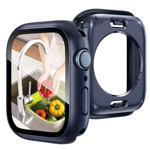 Goton 2 tasiqli suvga chidamli g'ilof Apple Watch Series 11/10 ekran himoyachisi 46 mm, 360 himoya oynali yuz qopqog'i qattiq kompyuter bamperi + iWatch aksessuarlari uchun orqa ramka 46 mm - 1