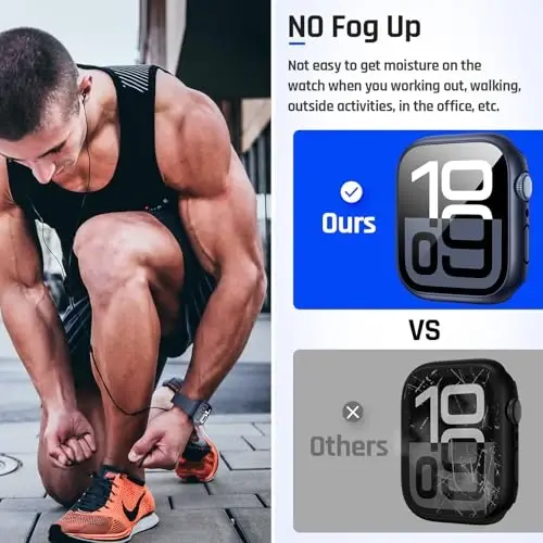 Goton 2 tasiqli suvga chidamli g'ilof Apple Watch Series 11/10 ekran himoyachisi 46 mm, 360 himoya oynali yuz qopqog'i qattiq kompyuter bamperi + iWatch aksessuarlari uchun orqa ramka 46 mm - 4